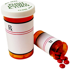 prescription bottles with blank labels