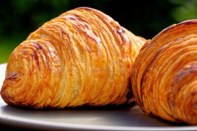 Close up of two croissants